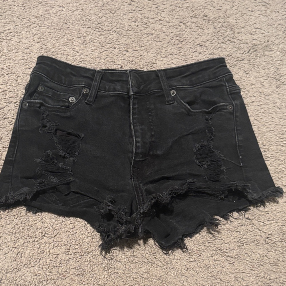 Aeropostale Black Ripped Jean Shorts